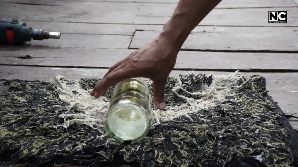 Putting glass bottle on a towel