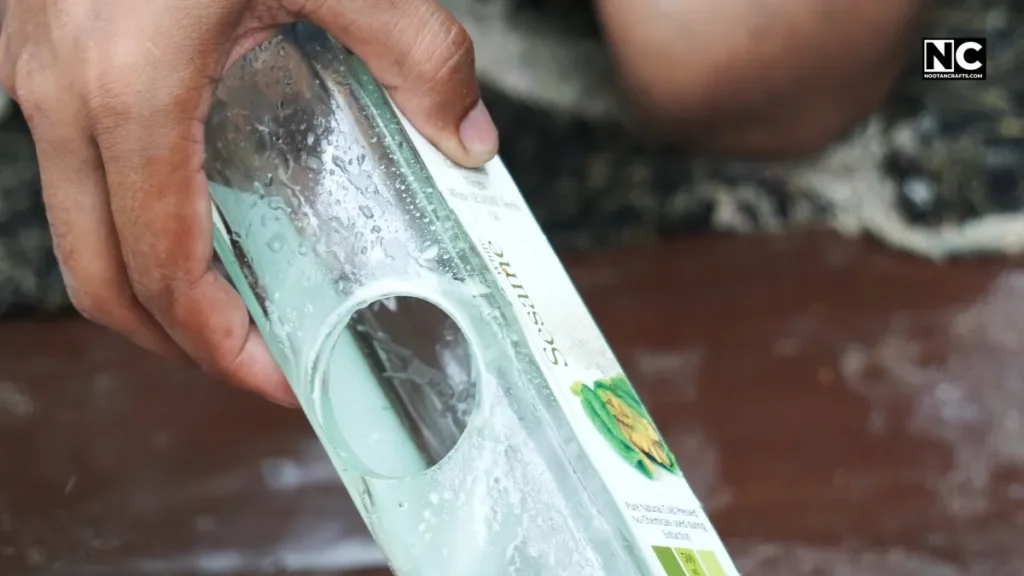 Showing hole in glass bottle