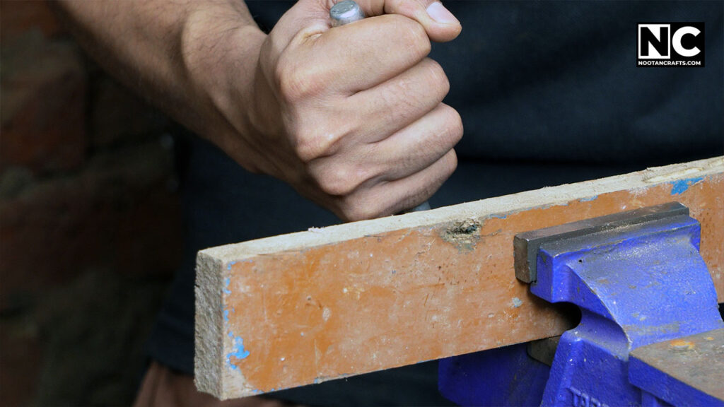 securing the wood piece
