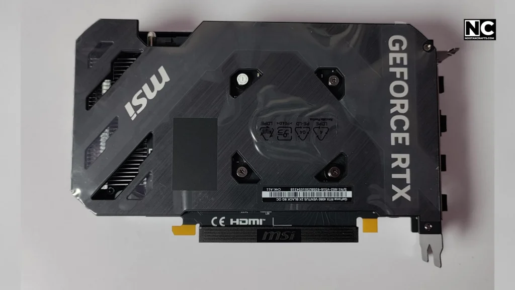 MSI RTX 4060 Ventus 2X OC 8 GB back