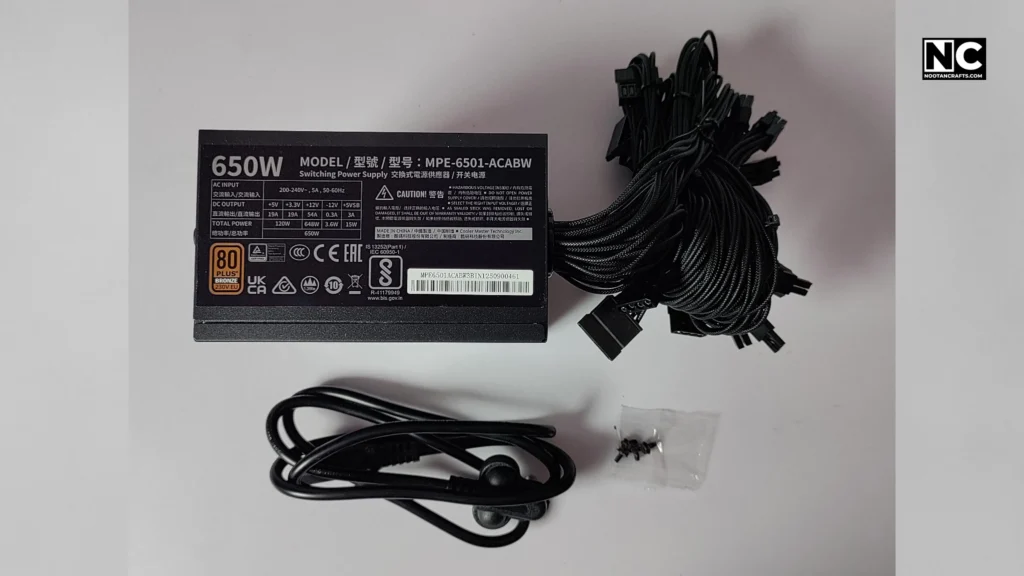 Cooler Master 80+ Bronze 650 power supply side view