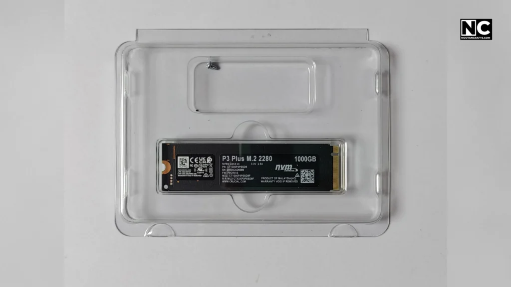 Crucial P3 Plus PCIe 4.0 NVMe M.2 SSD drive closeup