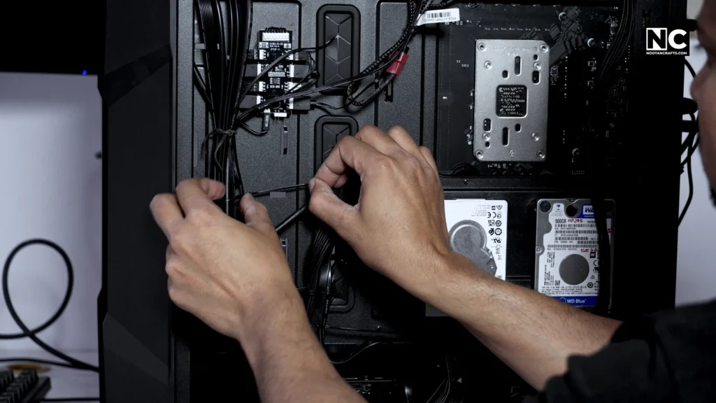 Cable management with nylon cable tie