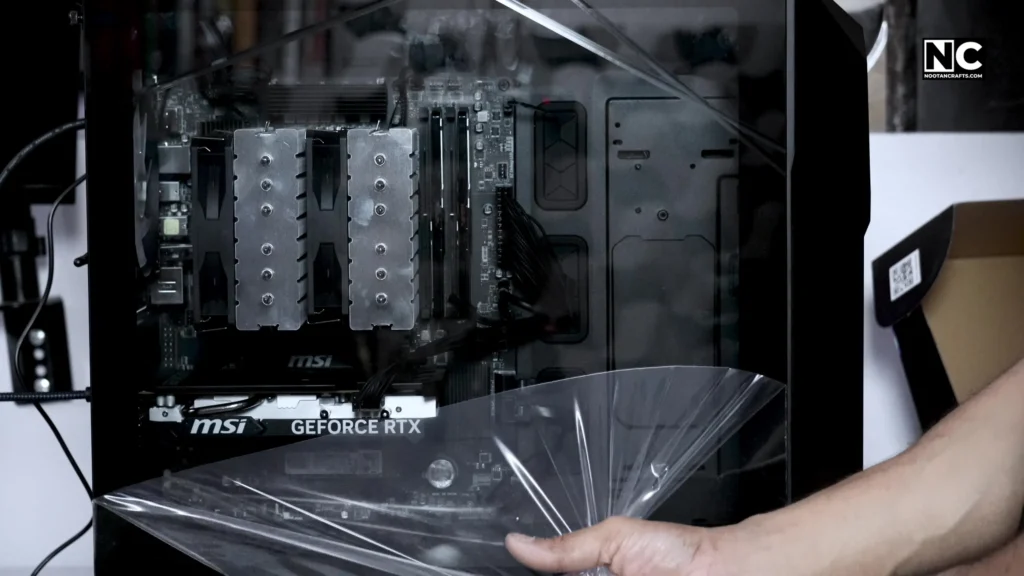 removing protective film from the glass panel