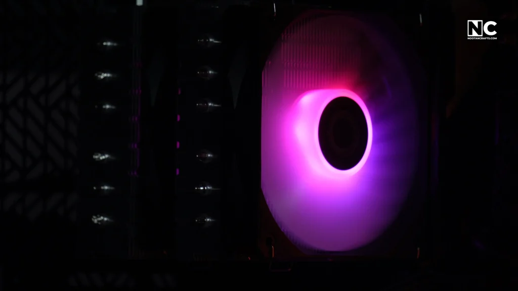 Cooler Master CF120 ARGB Fan running with RGB light on