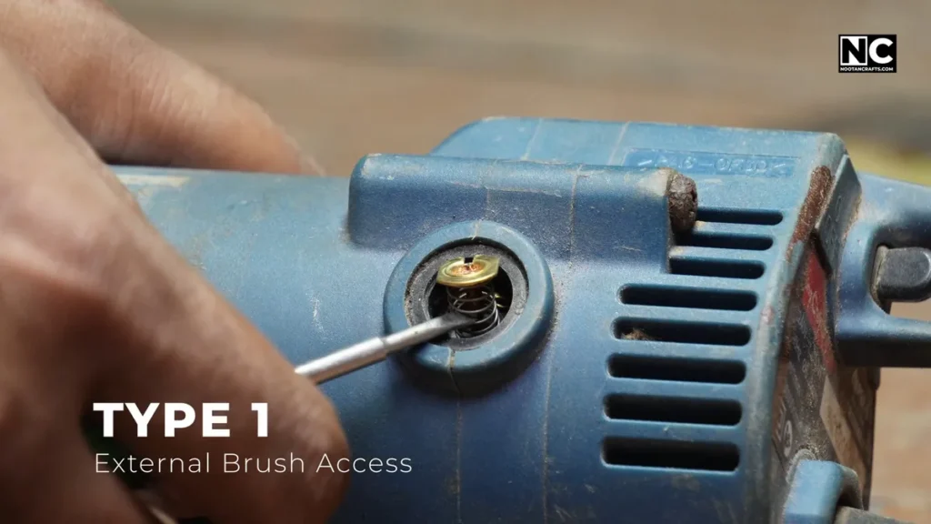 how to replace carbon brushes in an external type angle grinder